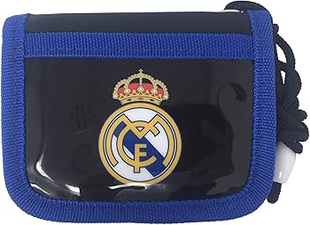 レアル・マドリード　レザーウォレット ブラックレザー コインポケット付き縦長ウォレット レアル